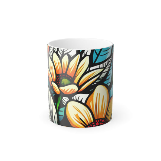 Flower And Leaves Color Morphing Mug, 11oz