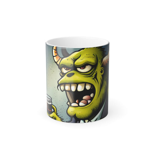 Monster Drinking Coffee Color Morphing Mug, 11oz