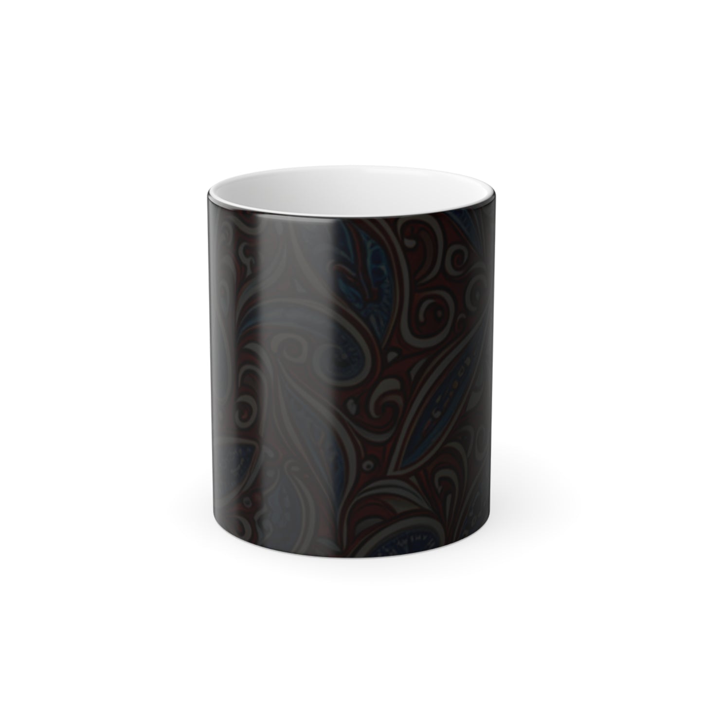 Blue And Red Paisley Color Morphing Mug, 11oz