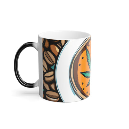 Coffee Beans And Weed Color Morphing Mug, 11oz