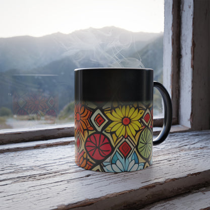 Flower Pattern Color Morphing Mug, 11oz