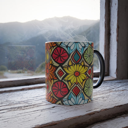 Flower Pattern Color Morphing Mug, 11oz