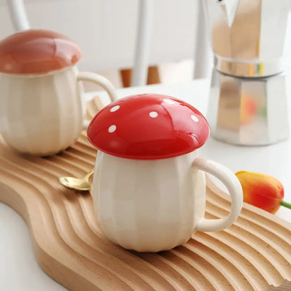 Mushroom Cup With Lid Ceramic Coffee Mug