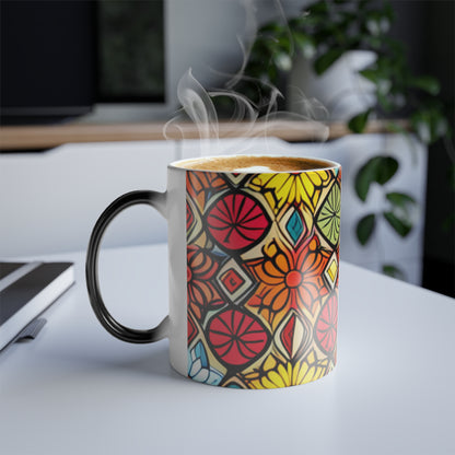 Flower Pattern Color Morphing Mug, 11oz