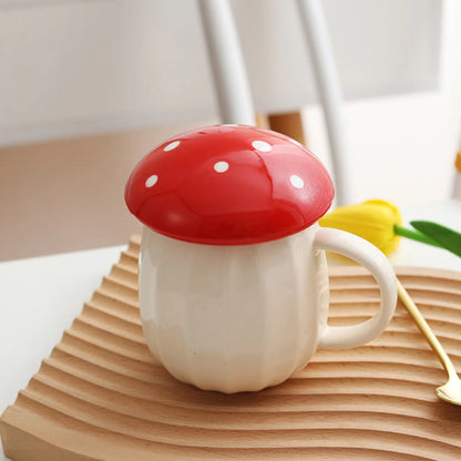 Mushroom Cup With Lid Ceramic Coffee Mug