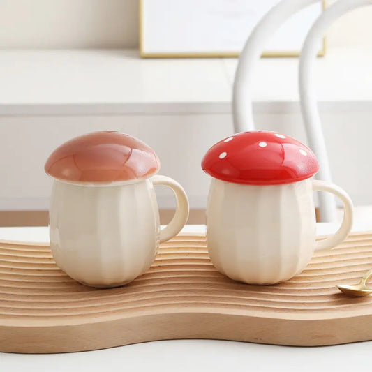 Mushroom Cup With Lid Ceramic Coffee Mug