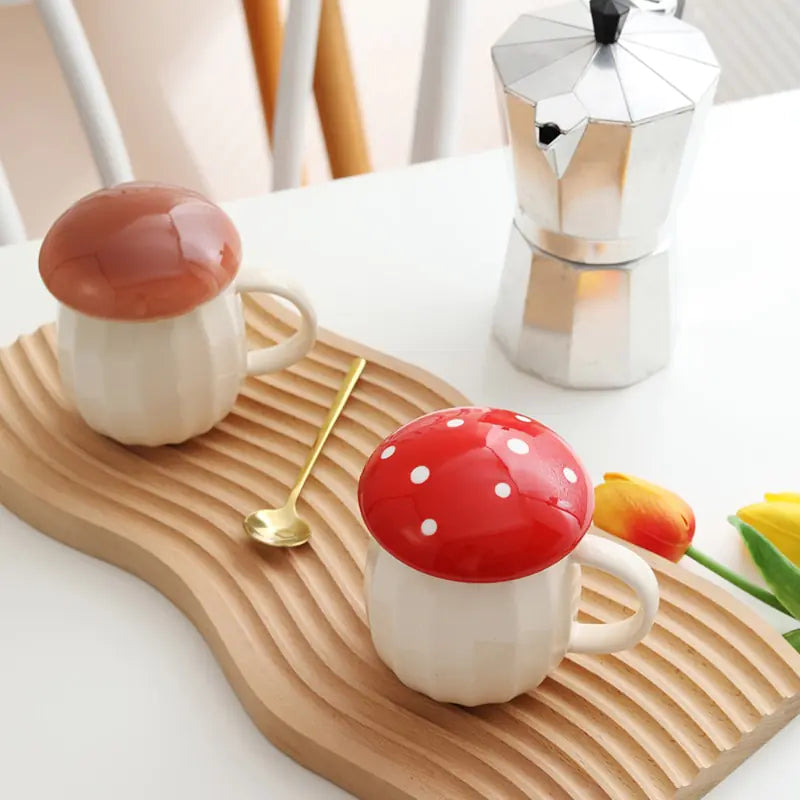 Mushroom Cup With Lid Ceramic Coffee Mug